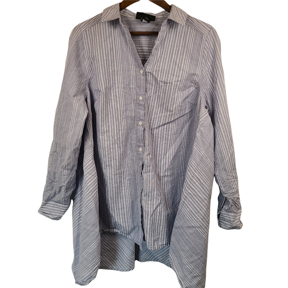 Lane Bryant Striped Blue & White Button Down Tunic 14/16